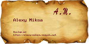 Alexy Miksa névjegykártya