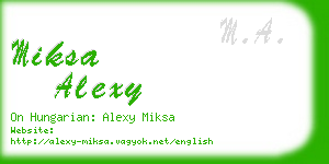 miksa alexy business card